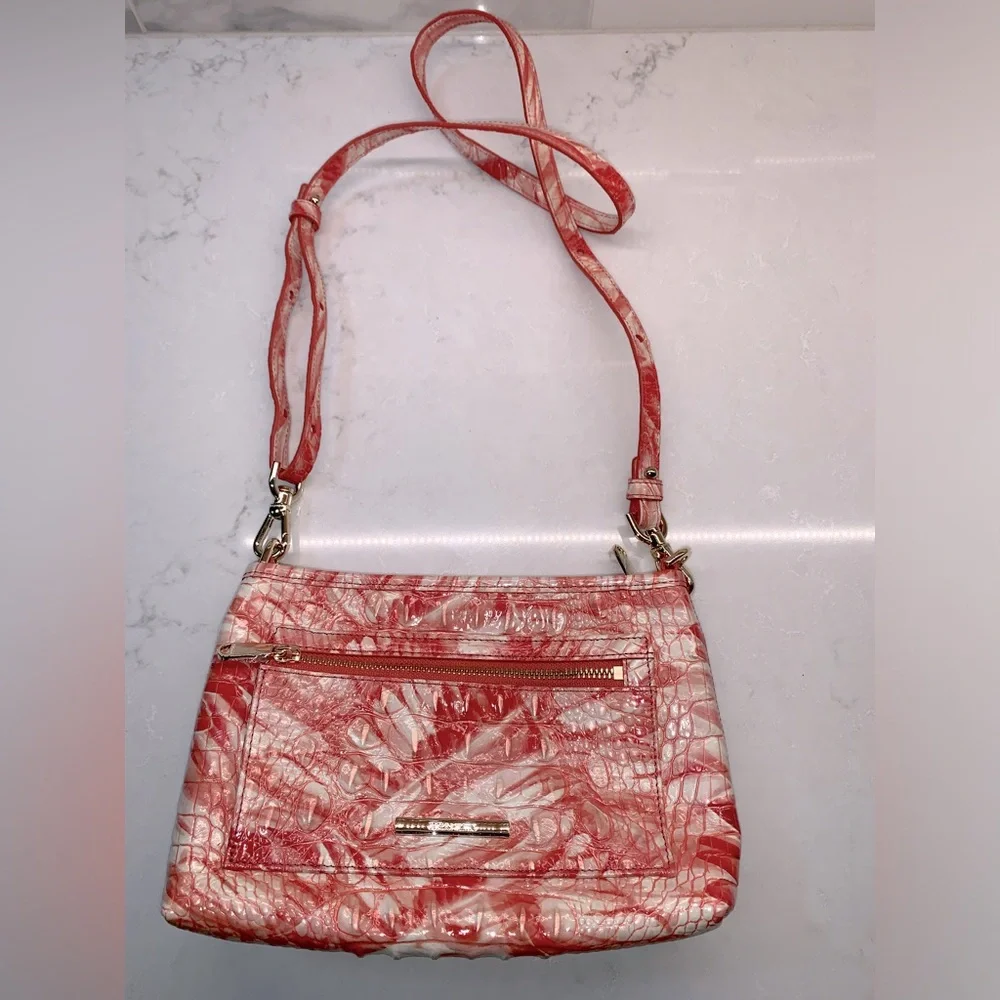 Brahmin Vida Crossbody In Pink Flamingo Mrlbourne With Flamingo Tassel - Picture 3 of 16